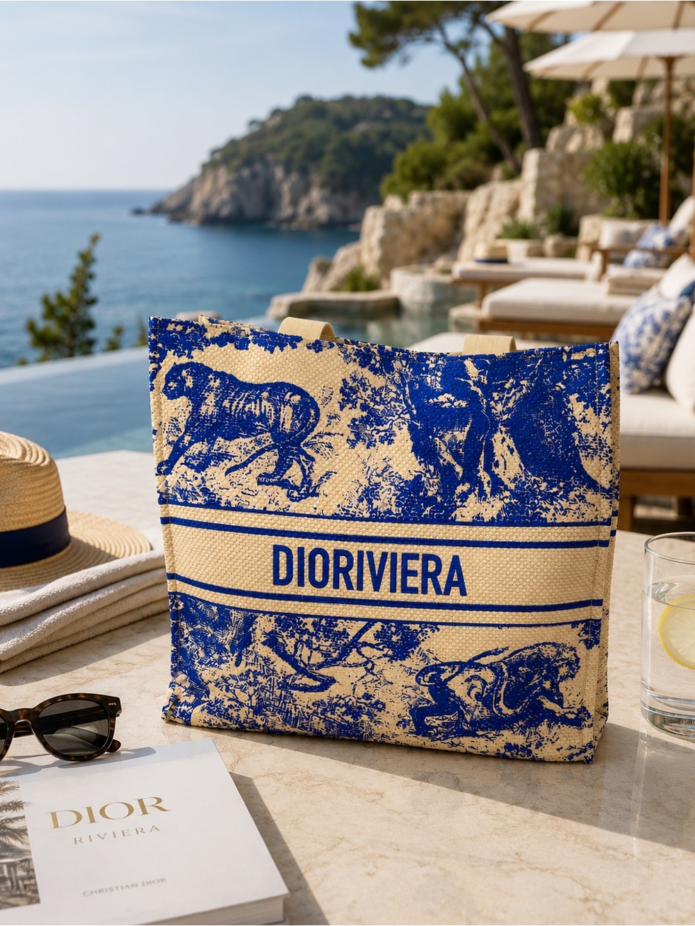Dior Blue and Natural Toile Canvas Tote - Picture 2 of 9